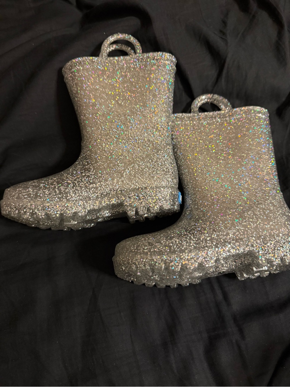 Kids Glitter Rain Boots - Silver Sparkle